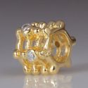 Original Massiv 925 Silber Gold Bead mit weien Zirkoniasteinen