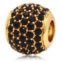 Edler 24K Gold Bead Pav mit schwarzen Zirkoniasteinen