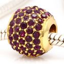 Edler 24K Gold Bead Pav mit amethystfarbenen Zirkoniasteinen