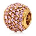 Edler 24K Gold Bead Pav mit rosafarbenen Zirkoniasteinen