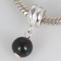 Original Massiv 925 Sterling Silber Dangle Bead mit schwarzer Perle