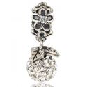 Original Massiv 925 Sterling Silber Dangle Bead mit funkelnden CZ Zirkonia