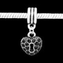 Andante-Stones Edler Silber Dangle Bead HERZ mit funkelnden Kristallen (Schwarz)