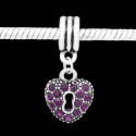 Andante-Stones Edler Silber Dangle Bead HERZ mit funkelnden Kristallen (Amethyst