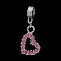 Andante-Stones Edler Silber Dangle Bead HERZ mit funkelnden Kristallen (Pink)