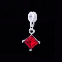 Andante-Stones Edler Silber Dangle Bead KARO mit funkelndem Kristall (Rubin)