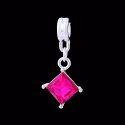 Andante-Stones Edler Silber Dangle Bead KARO mit funkelndem Kristall (Fuchsie)