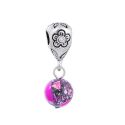 Andante-Stones Edler Silber Dangle Bead JASPIS mit Blumenmotiv (Fuchsie)