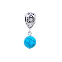 Andante-Stones Edler Silber Dangle Bead JASPIS mit Blumenmotiv (Zyan)