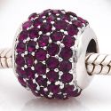 Andante-Stones Edler Silber Bead Pav mit funkelnden Kristallsteinen (Amethyst)