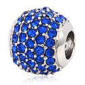 Andante-Stones Edler Silber Bead Pav mit funkelnden Kristallsteinen (Saphir)