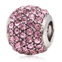 Andante-Stones Edler Silber Bead Pav mit funkelnden Kristallsteinen (Rosa)