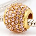 Edler 24K Gold Bead Pav mit funkelnden Zirkoniasteinen (Pfirsich)