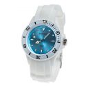 Sportliche Wasserdichte Silikon Quarz Armbanduhr 3ATM WEISS BLAU