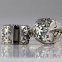 Original Massiv 925 Silber Bead Clip Stopper mit Blumenmotiv