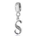 Original Massiv 925 Sterling Silber Dangle Bead ALPHABET - 