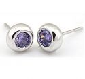 Original Massiv 925 Sterling Silber OHRRINGE mit purpurfarbenen CZ Zirkonia
