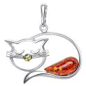 ANDANTE 925 Sterling Silber Kettenanhnger OSTSEE Bernstein Katze #6072