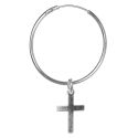 ANDANTE 925 Sterling Silber Damen Ohrringe Creolen mit Kreuz  27 mm #6159