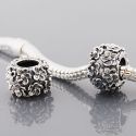 Original Massiv 925 Sterling Silber Bead Blumen Antique