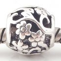 Andante-Stones Edler Silber  Bead mit kleinen Blumen