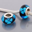 Andante-Stones Edler Silber Murano Glas Bead Black Cyan