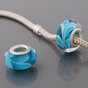 Andante-Stones Edler Silber Murano Glas Bead Cyan Herzen